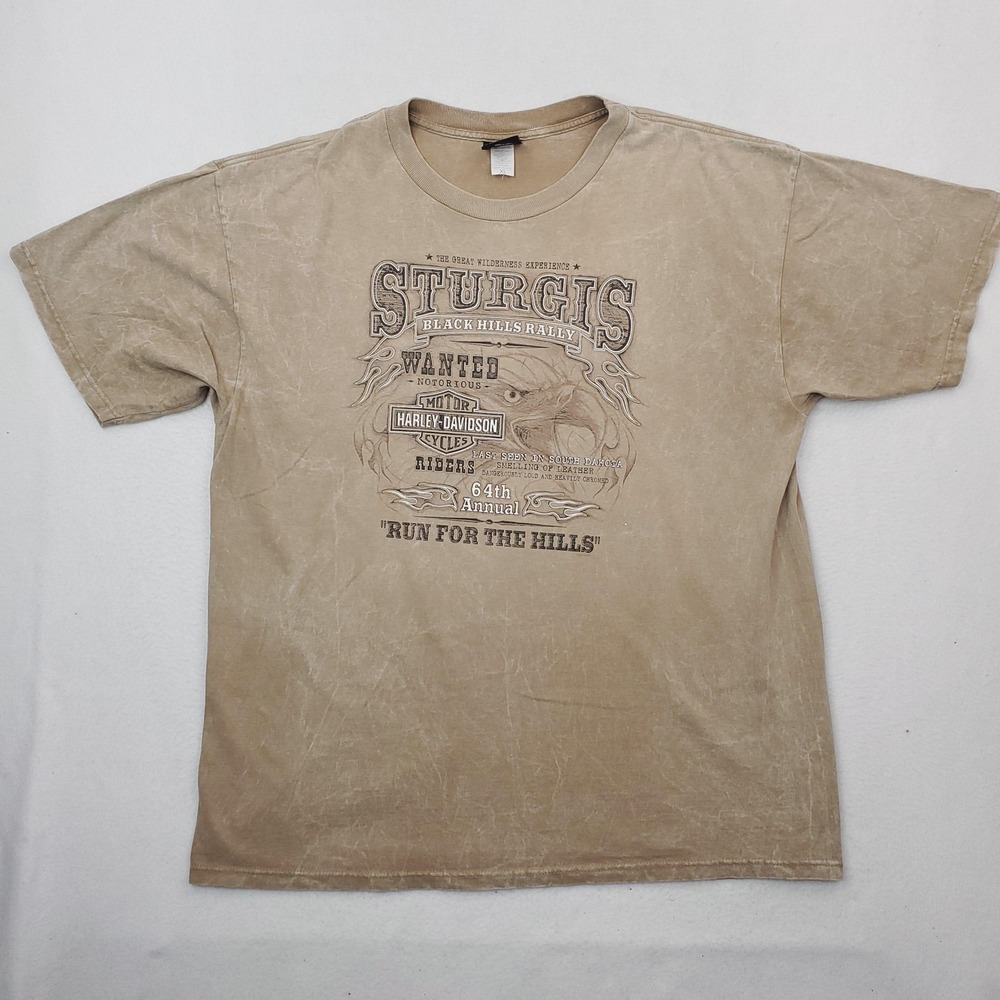 Vintage Harley-Davidson Sturgis Shirt Mens XL Beige 2004 Black Hills Rally Biker